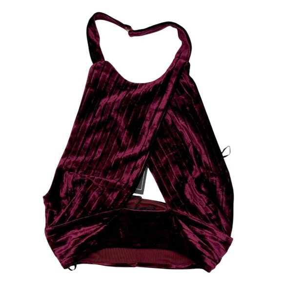 Michael Costello x REVOLVE Spencer Velvet Halter Top Red Burgundy NWT - Size XS - Picture 2 of 9